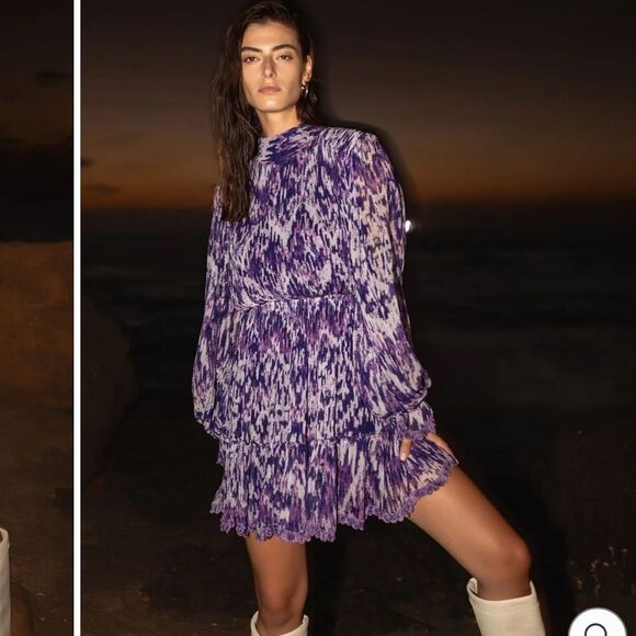 NWT Hemant & Nandita Anum Mini Dress Purple Large - Picture 1 of 16